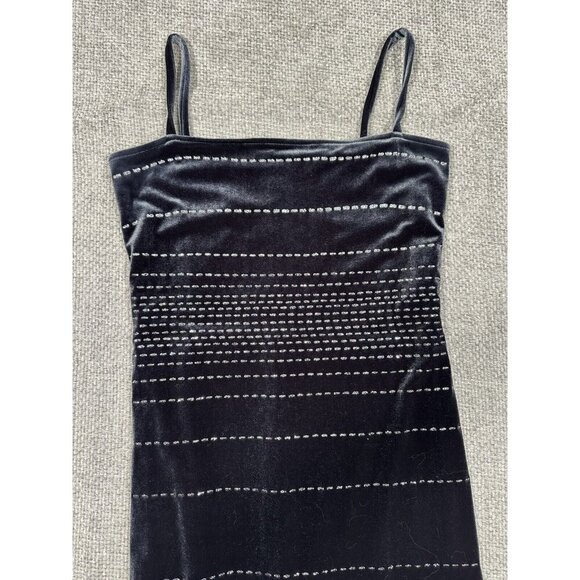 Vintage Y2K Morgan and Co Dress Womens 11/12 Gray Velvet Maxi Whimsigoth Hoco‎ - Picture 5 of 13